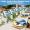 8-Pack 12-Inch Blue & White Artificial Roses – 80-Head Silk Flowers with Long Stems for Wedding Bouquets, Bridal Arrangements, Baby Showers, Table Centerpieces